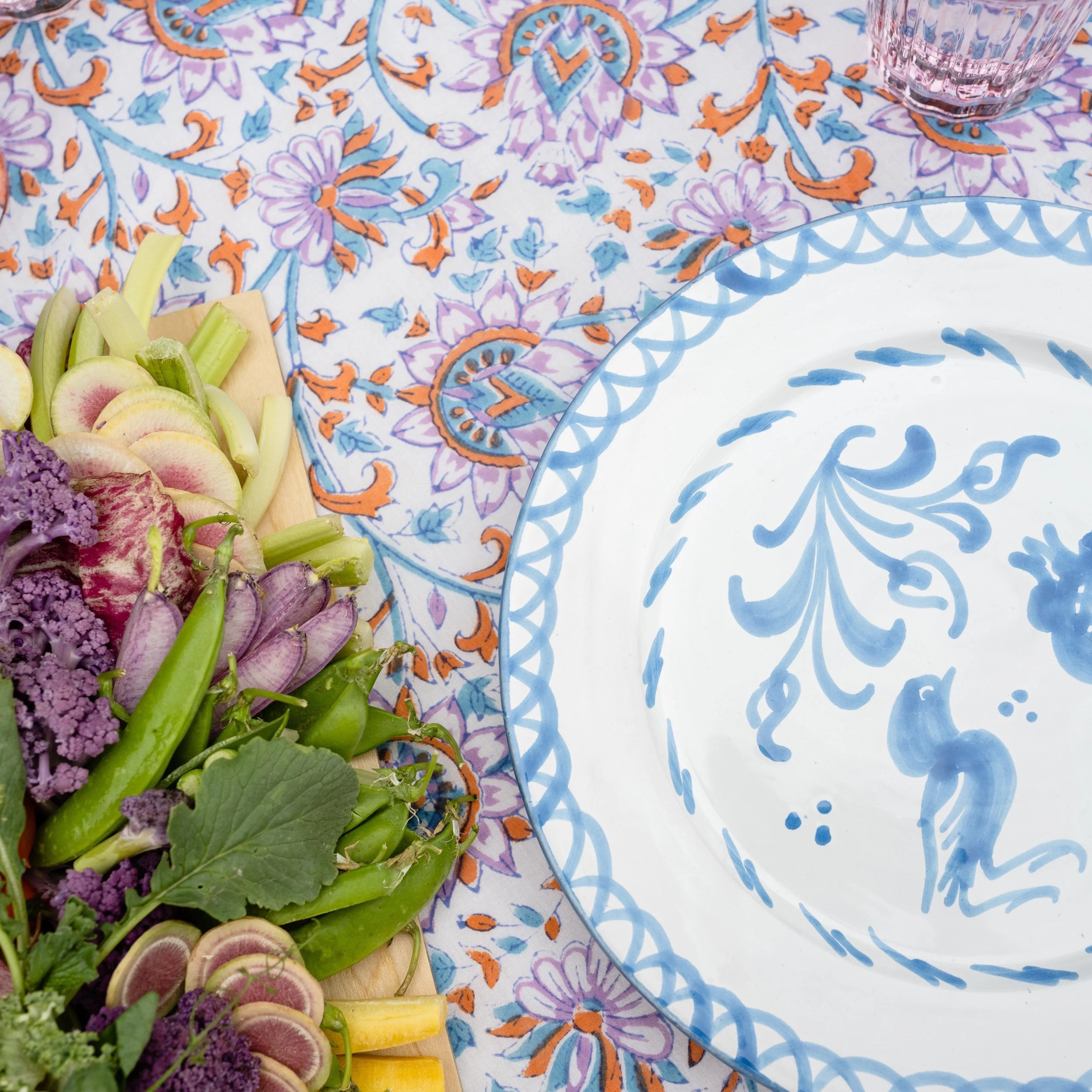 Dinner plate with hand painted designs