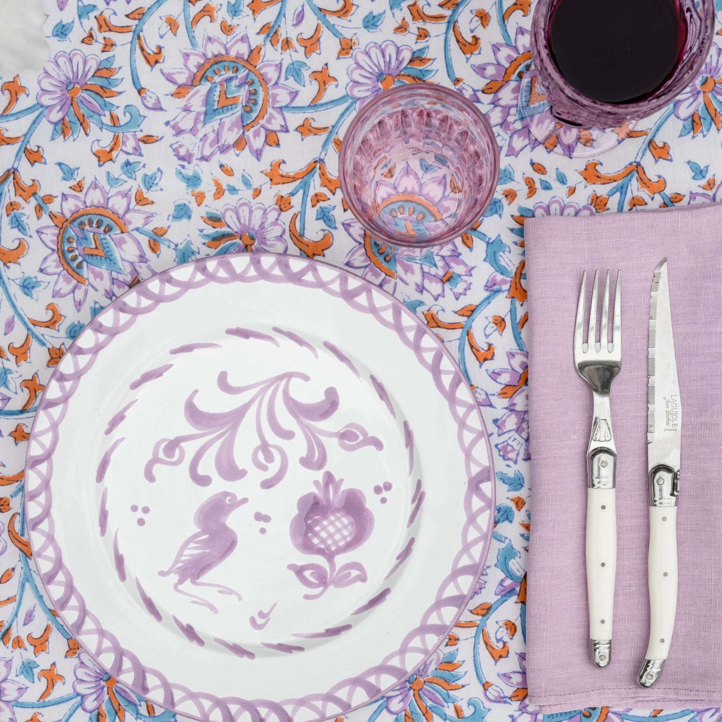 Dinner plate with hand painted designs