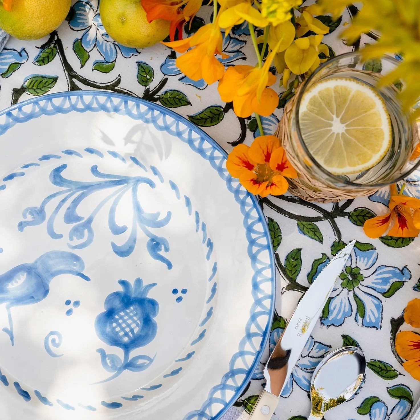 Dinner plate with hand painted designs