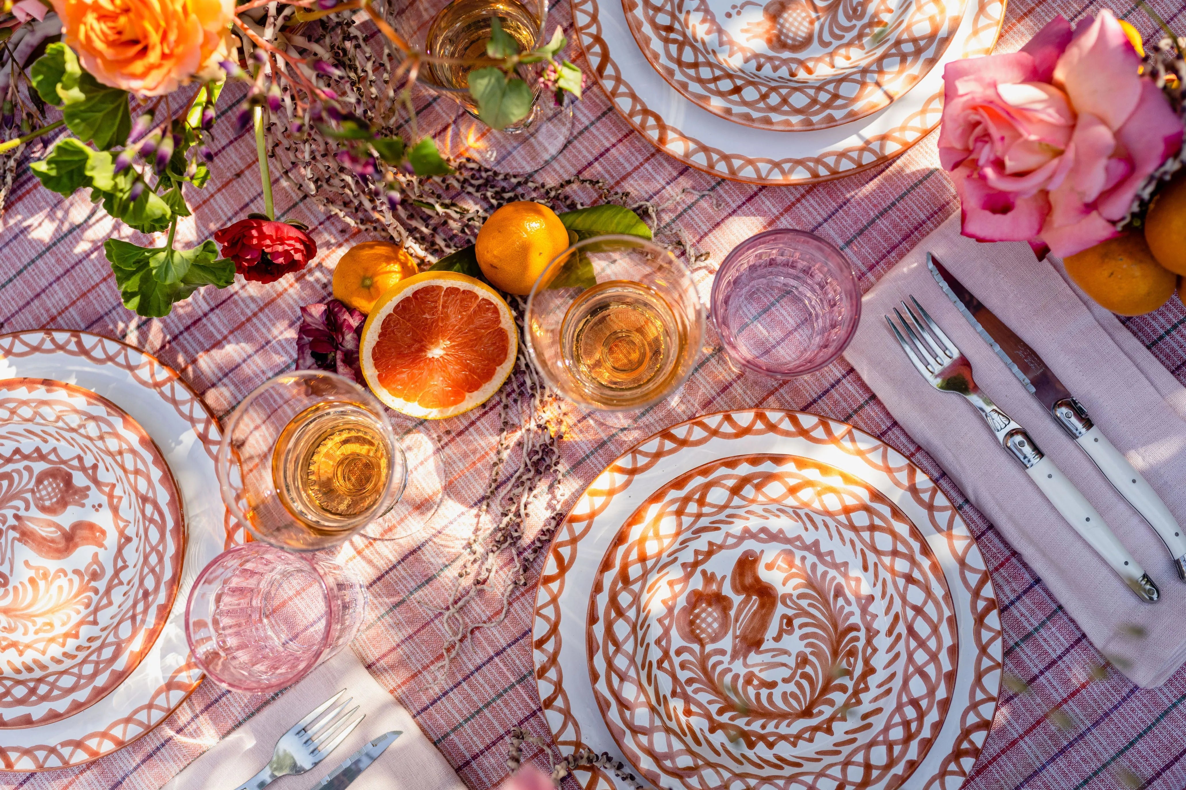 Salad plate with hand painted designs