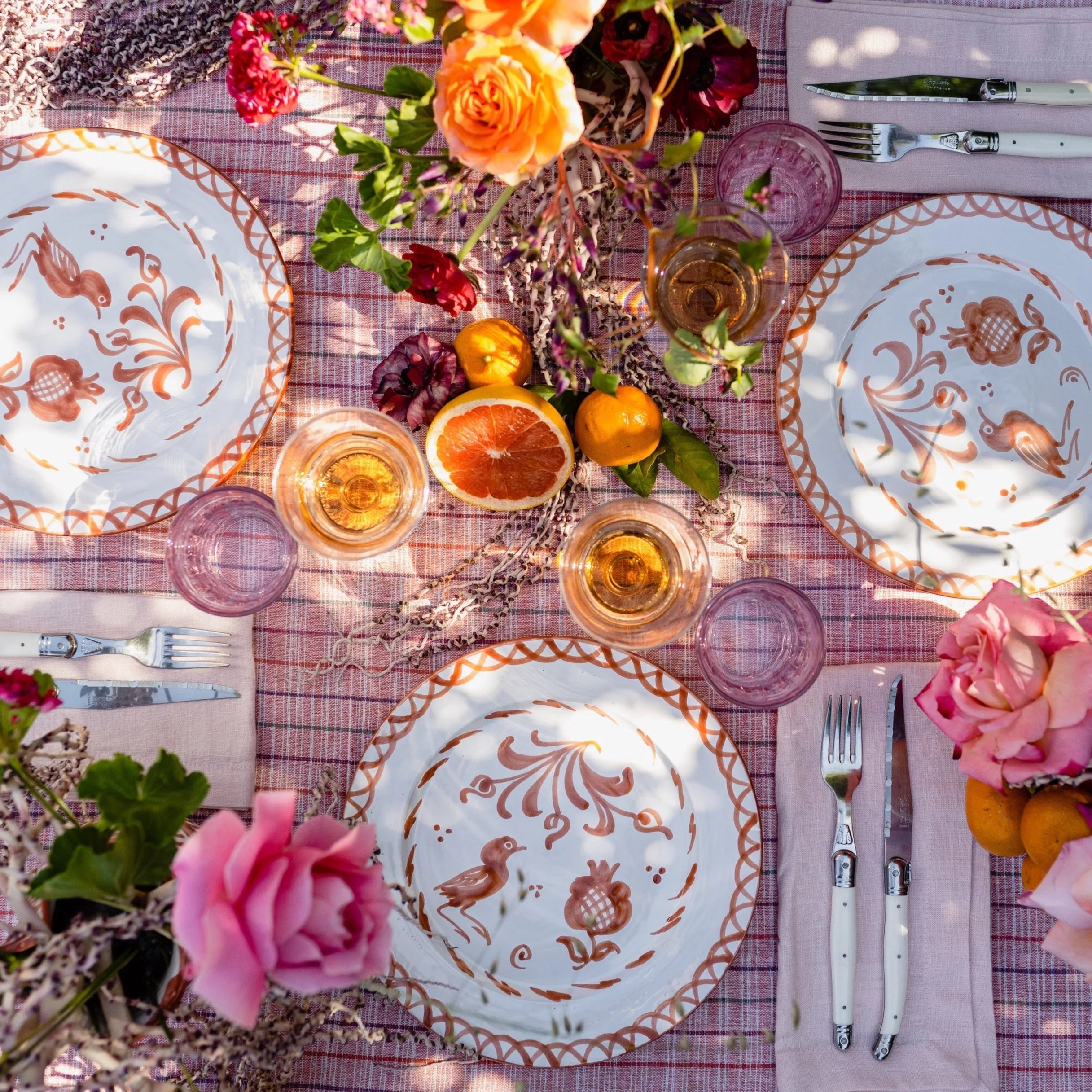 Dinner plate with hand painted designs