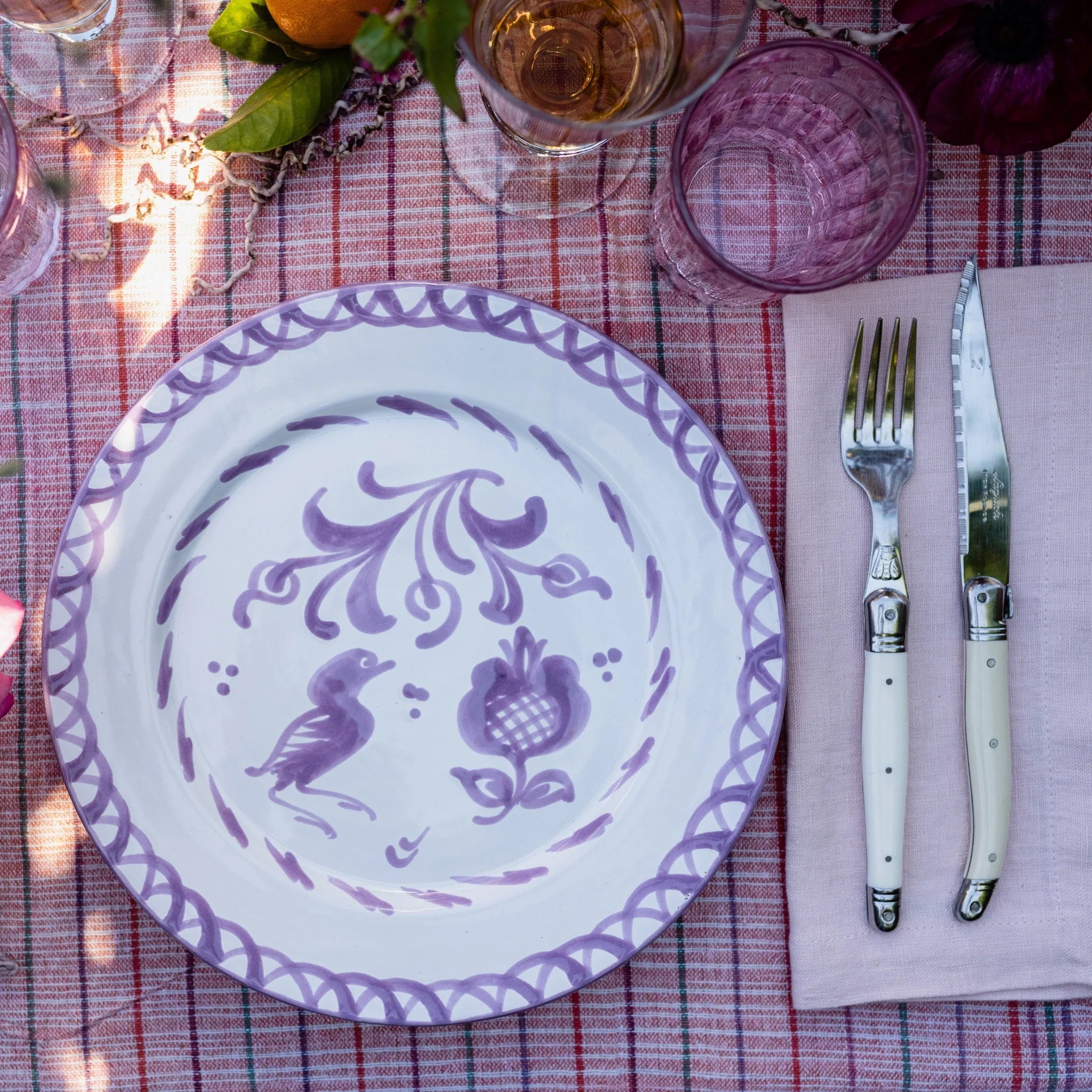 Dinner plate with hand painted designs