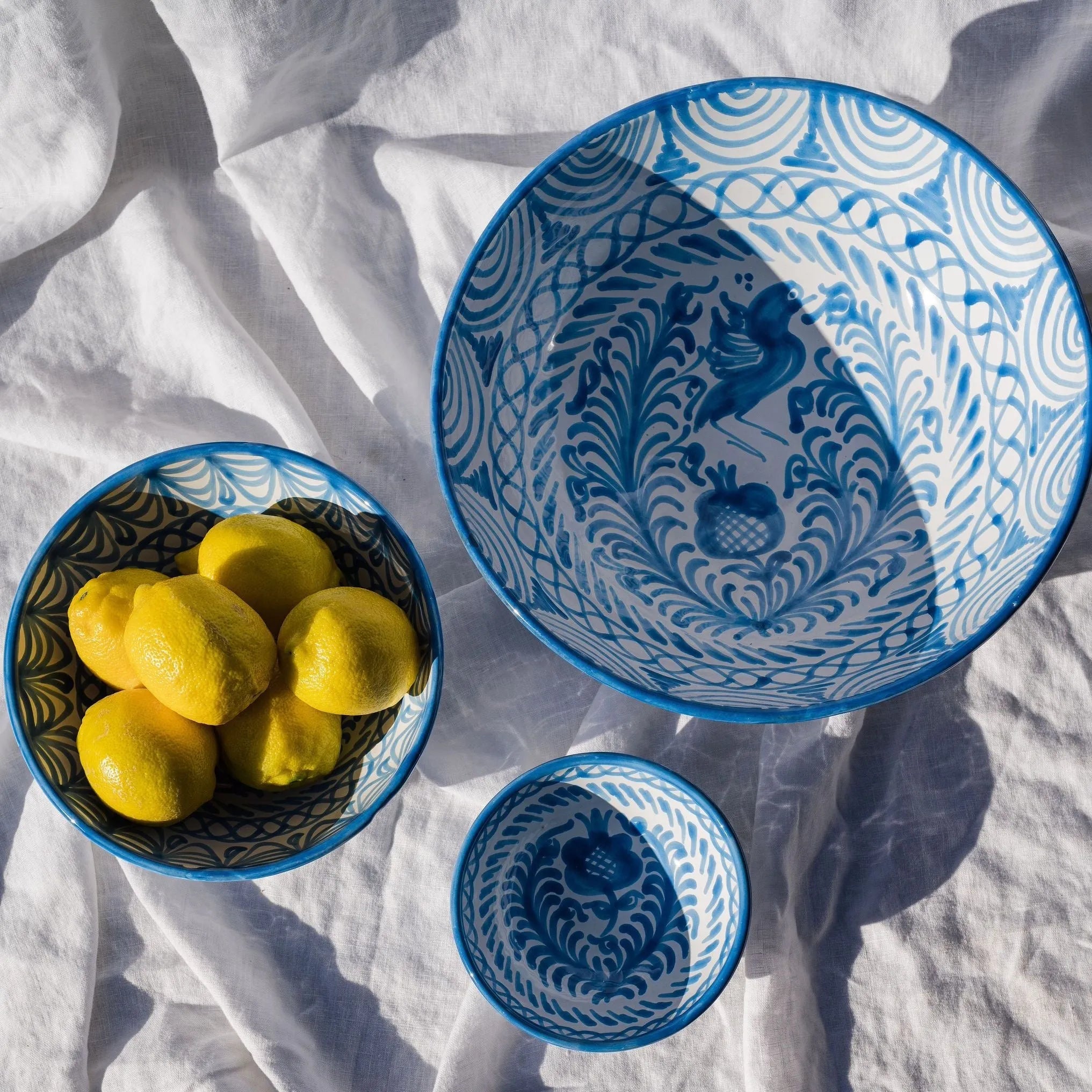 Large bowl with hand painted designs