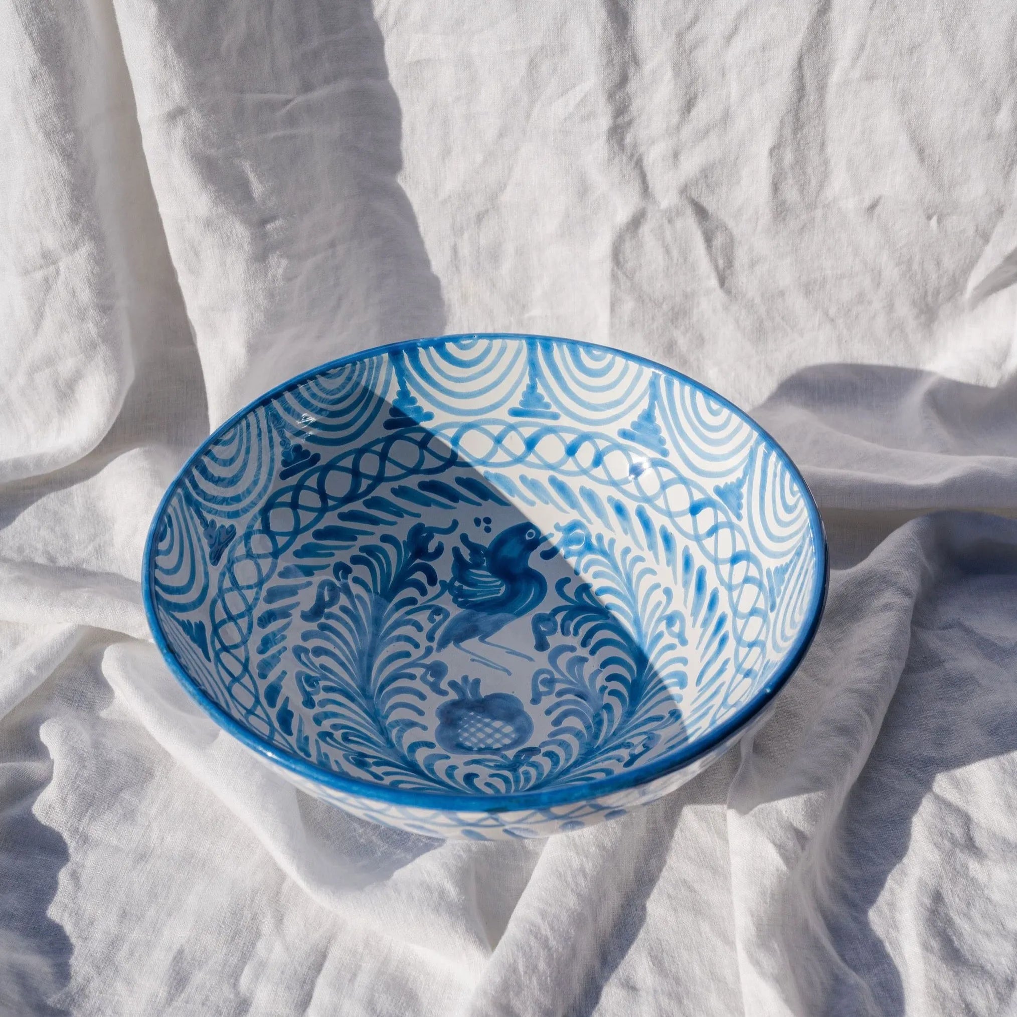 Large bowl with hand painted designs