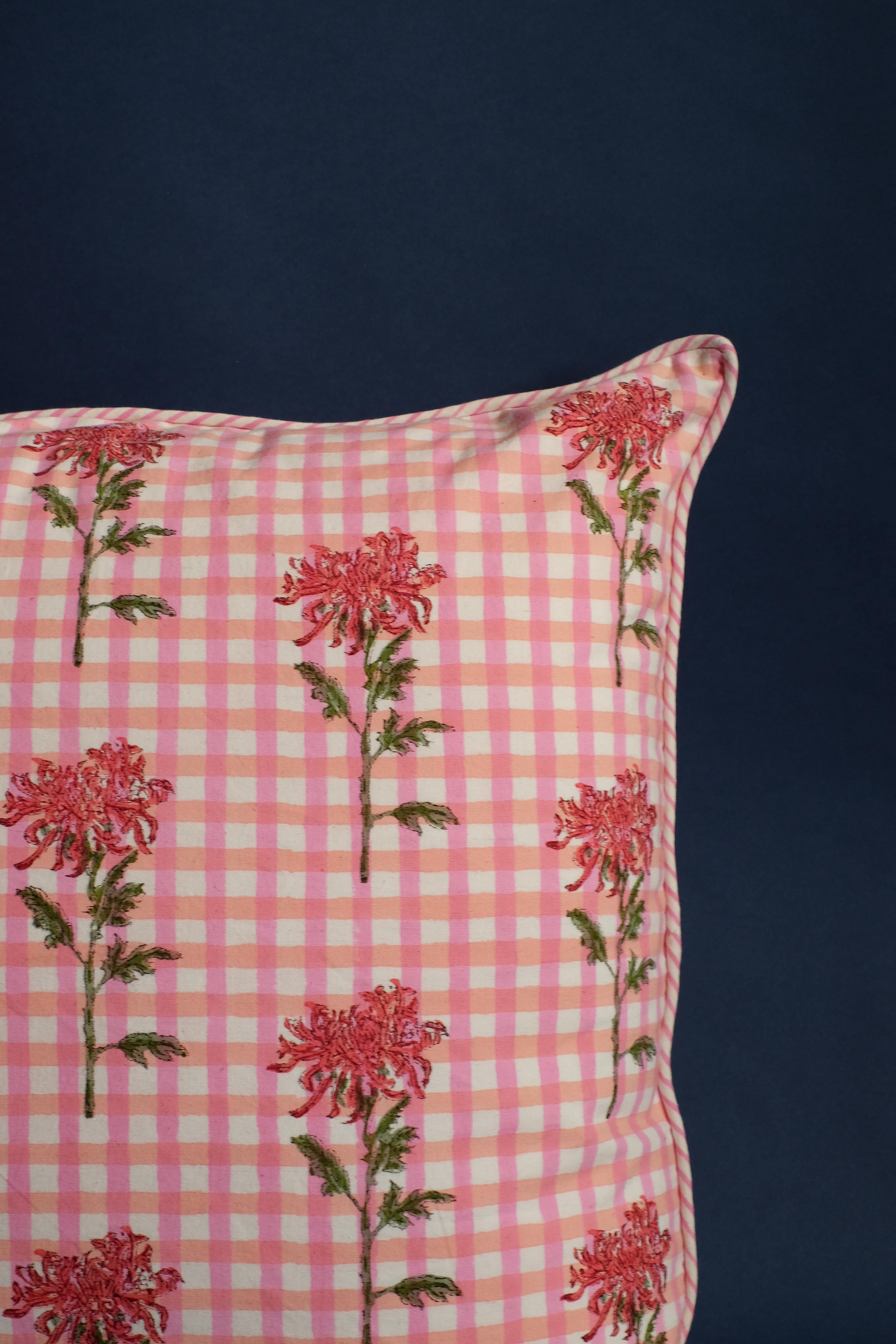 Dahlia Gingham Blockprint Pillow