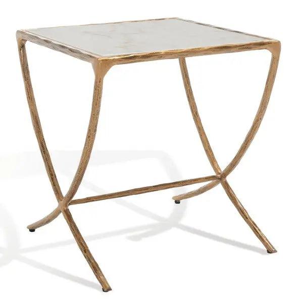 Safavieh Debbie Brass-White Square Metal Accent Table