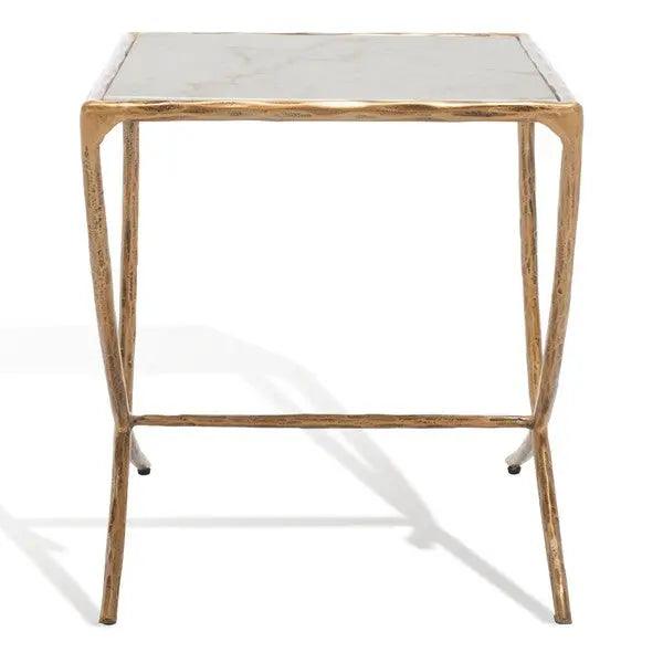 Safavieh Debbie Brass-White Square Metal Accent Table