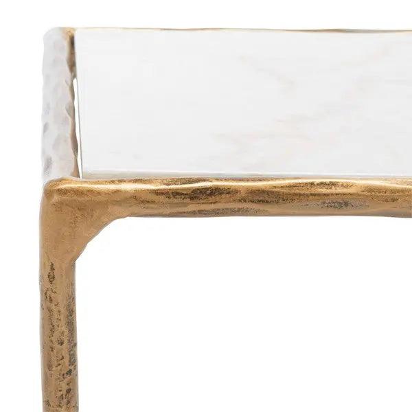 Safavieh Debbie Brass-White Square Metal Accent Table