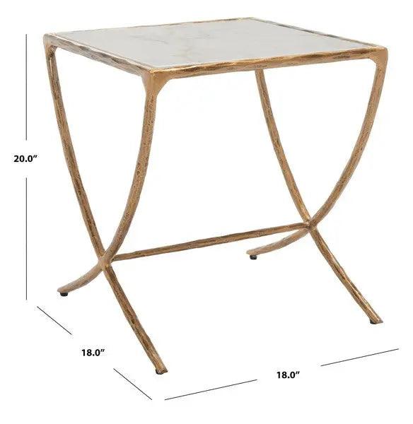 Safavieh Debbie Brass-White Square Metal Accent Table