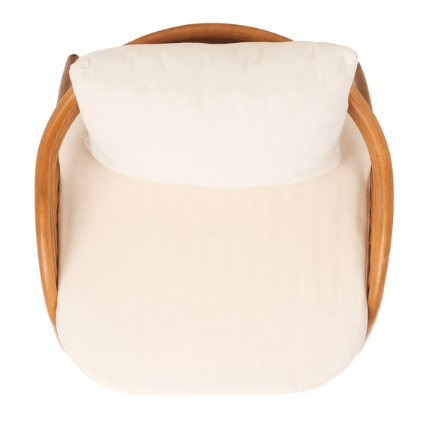 Safavieh Demarco Rattan Accent Chair in Natural/White with Curved Back