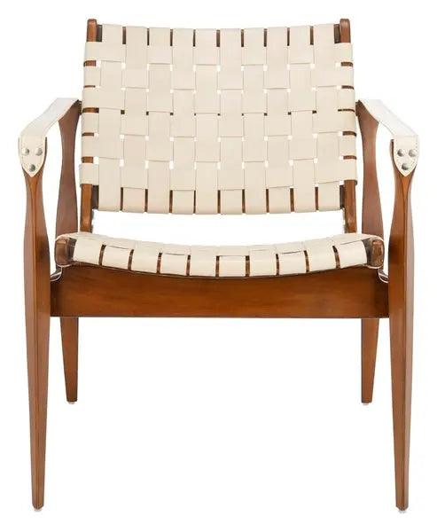 Safavieh Dilan White Leather Safari Chair