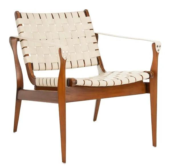 Safavieh Dilan White Leather Safari Chair