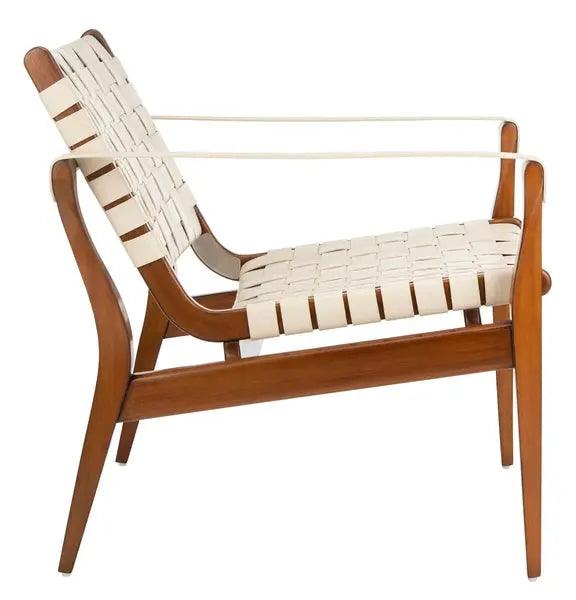 Safavieh Dilan White Leather Safari Chair