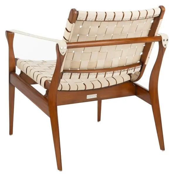 Safavieh Dilan White Leather Safari Chair