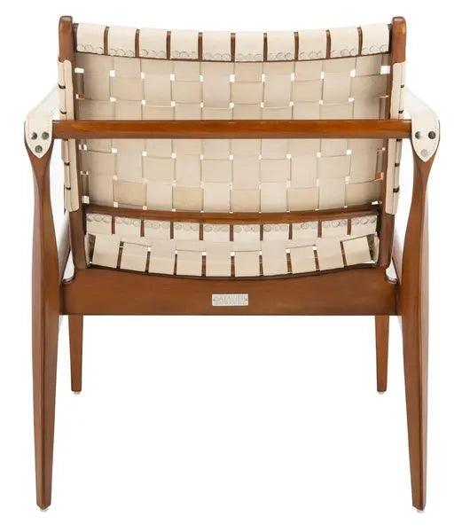 Safavieh Dilan White Leather Safari Chair