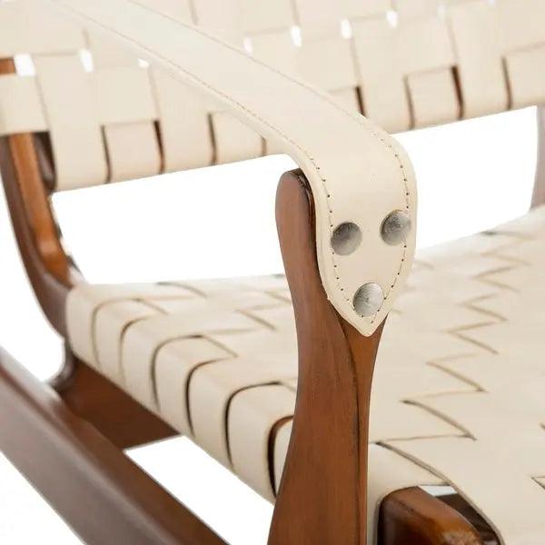 Safavieh Dilan White Leather Safari Chair