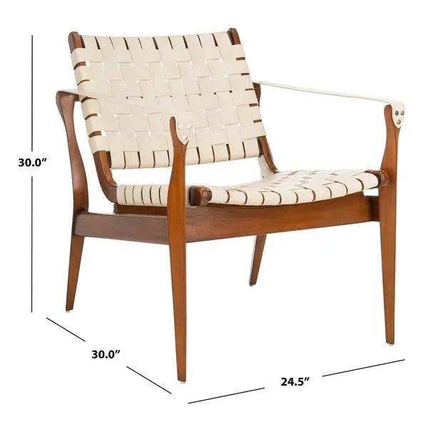 Safavieh Dilan White Leather Safari Chair