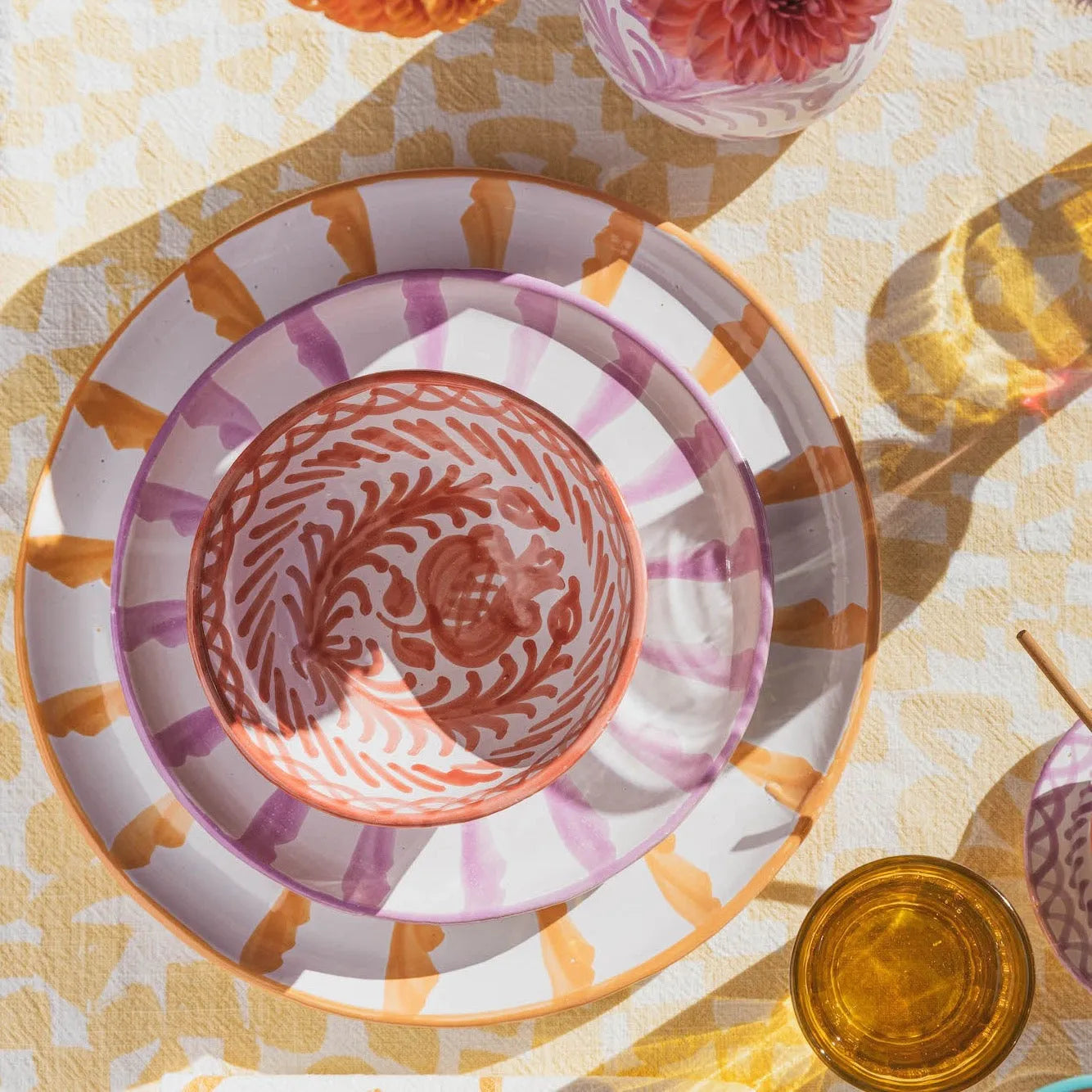 Dinner plate with candy cane stripes