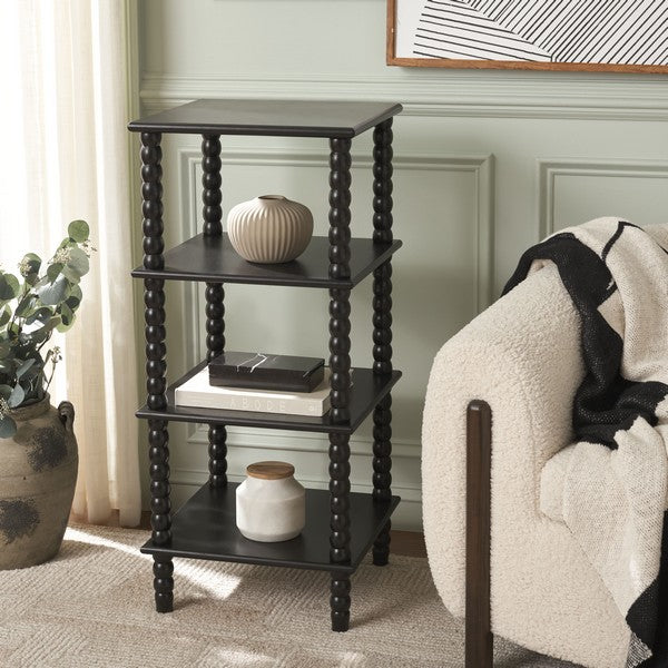 Dilyn 4 Tier Wood Shelving Unit in Matte Black