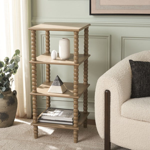 Dilyn 4 Tier Wood Shelving Unit in Desert Brown