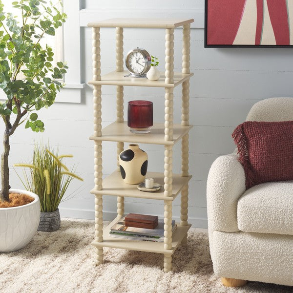 Dilyn Wood 5-Tier Shelving Unit in Sand