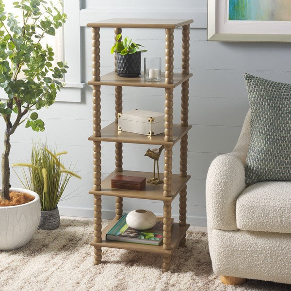 Dilyn Wood 5-Tier Shelving Unit in Desert Brown