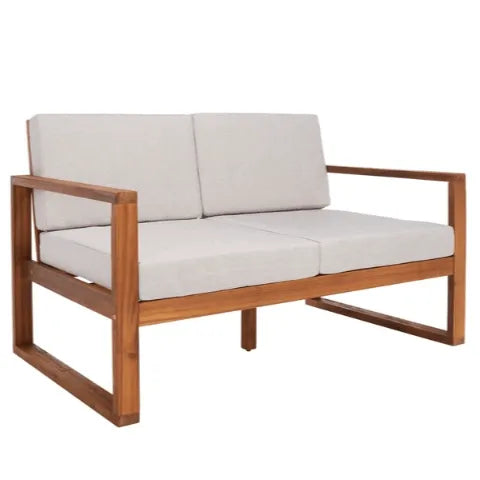 Safavieh Emiko Acacia Wood Outdoor Bench in Natural/Light Gray