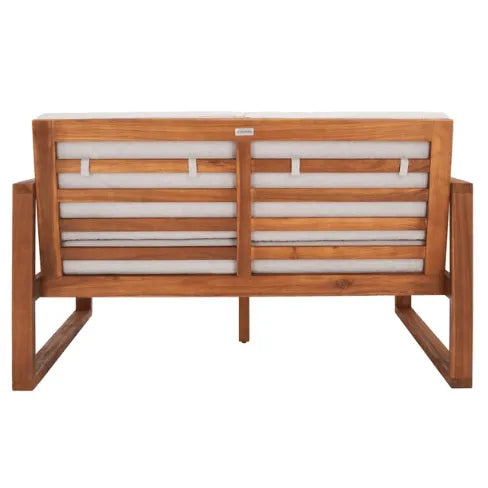 Safavieh Emiko Acacia Wood Outdoor Bench in Natural/Light Gray