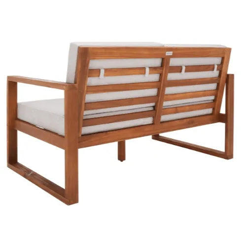 Safavieh Emiko Acacia Wood Outdoor Bench in Natural/Light Gray