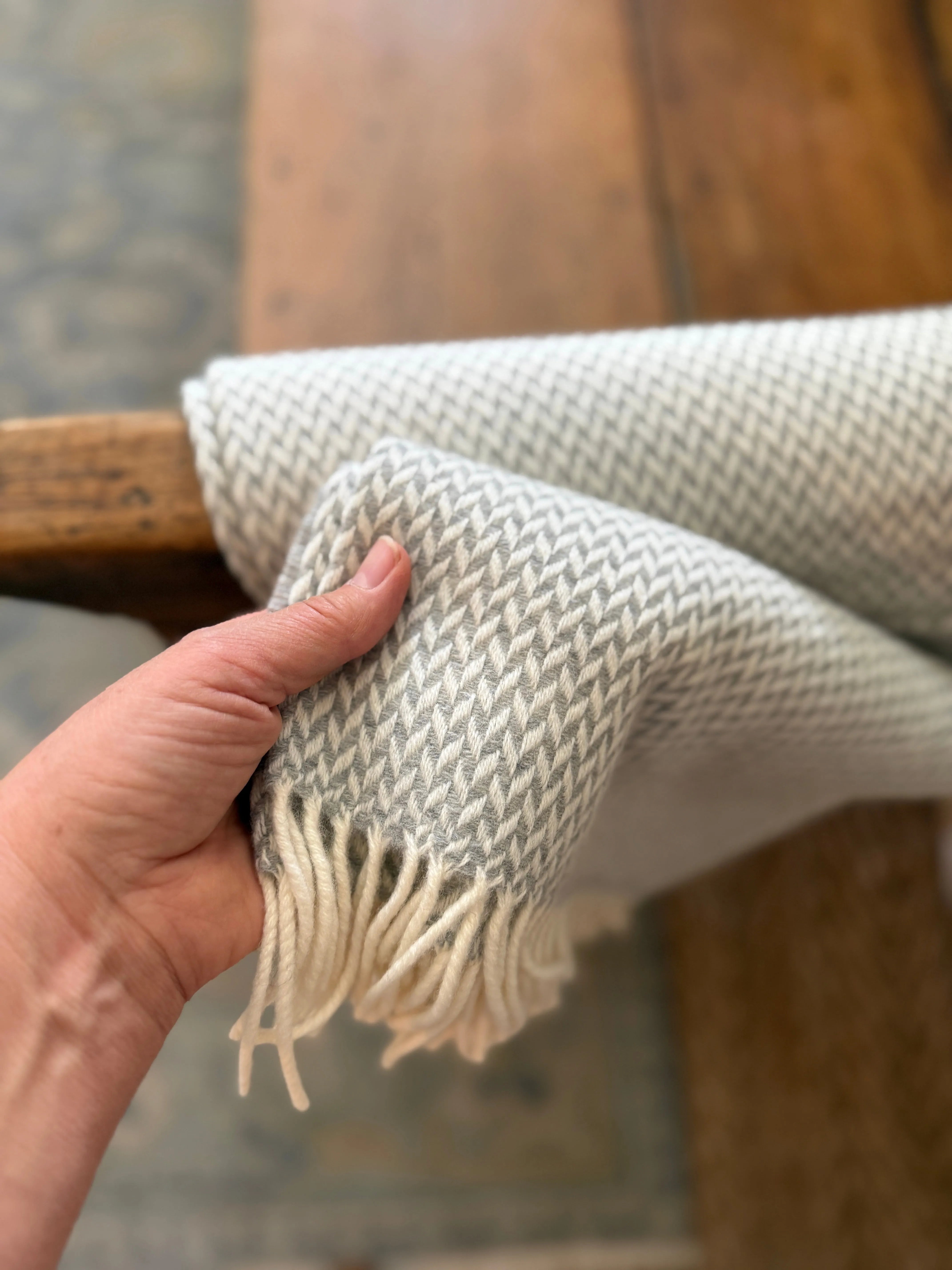 Cloud Herringbone Wool Throw