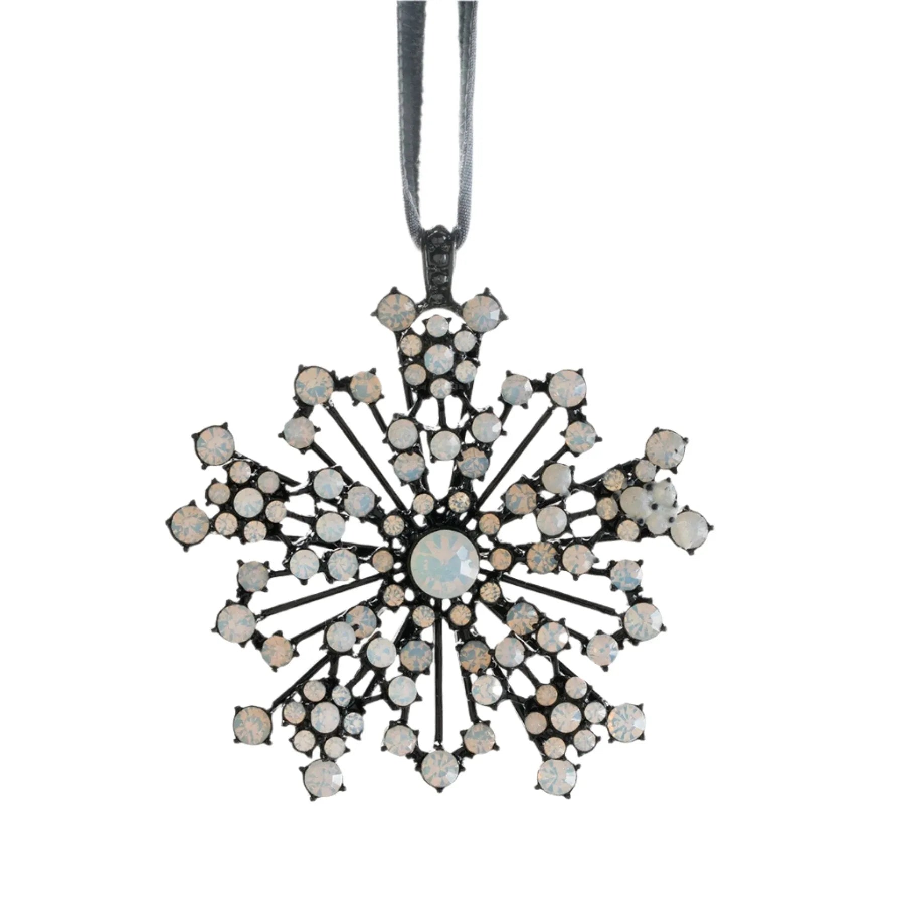 Sparkle snowflake ornament, black with opal