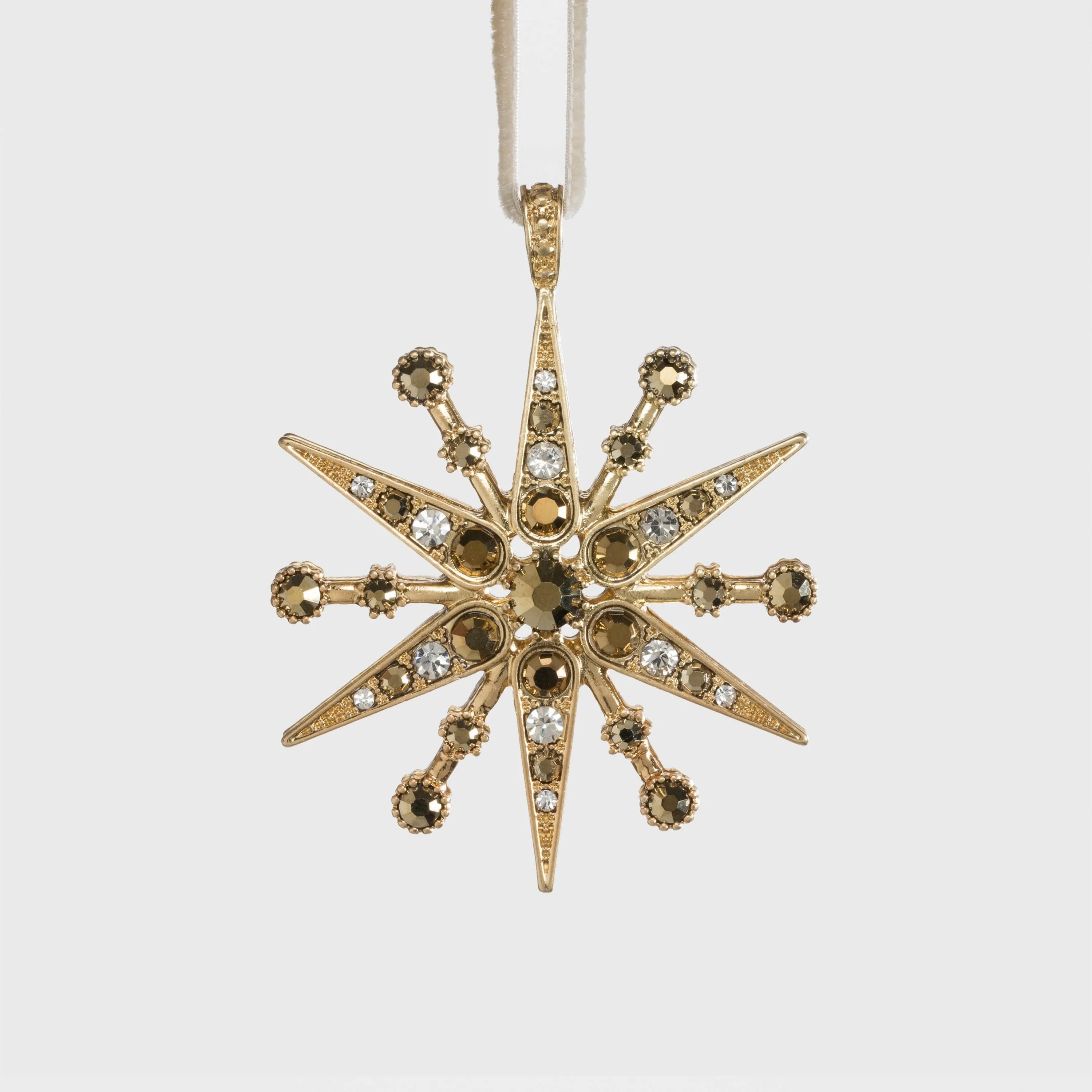 Deco snowflake hanging ornament, gold