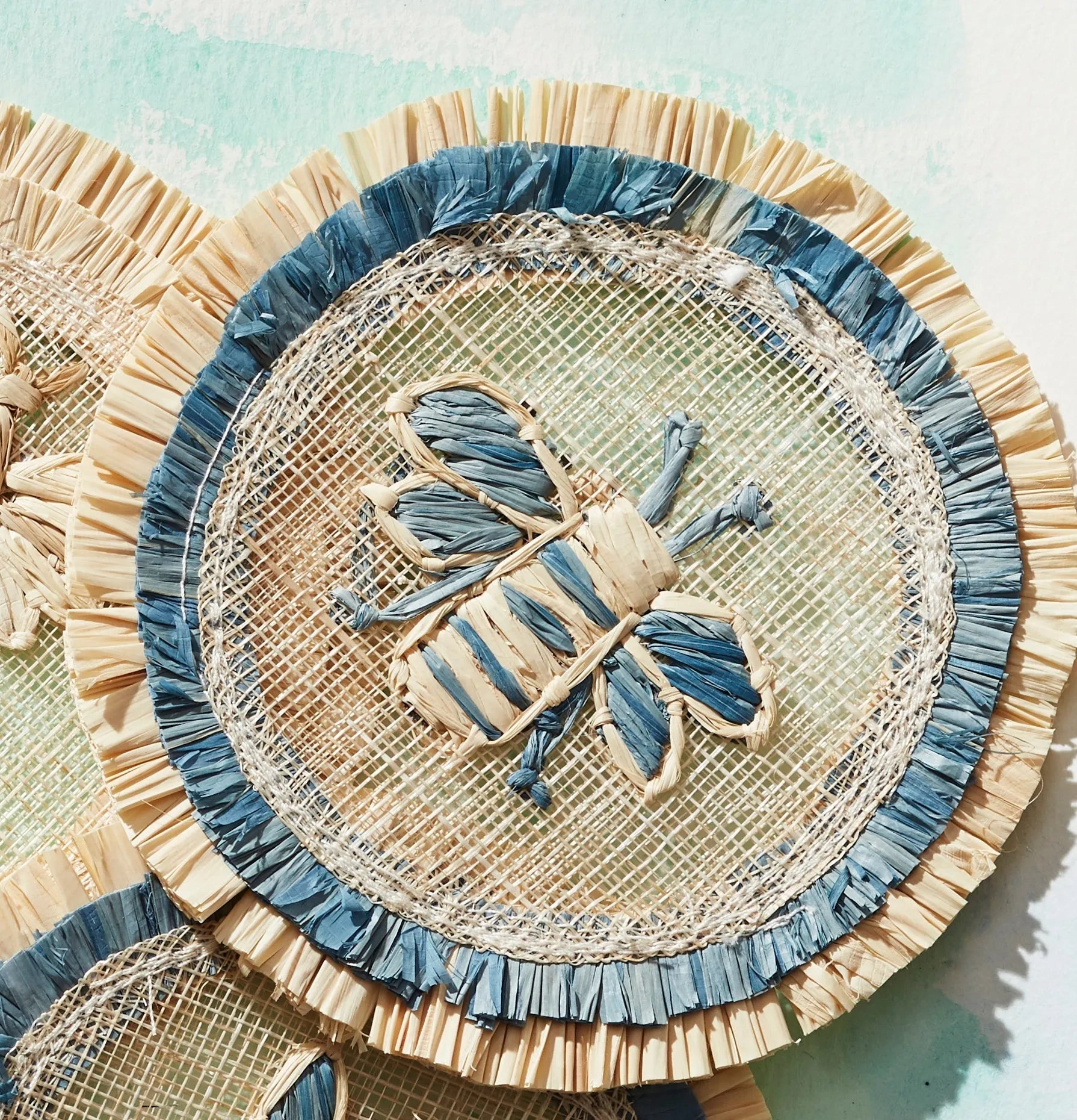 Bee straw coasters