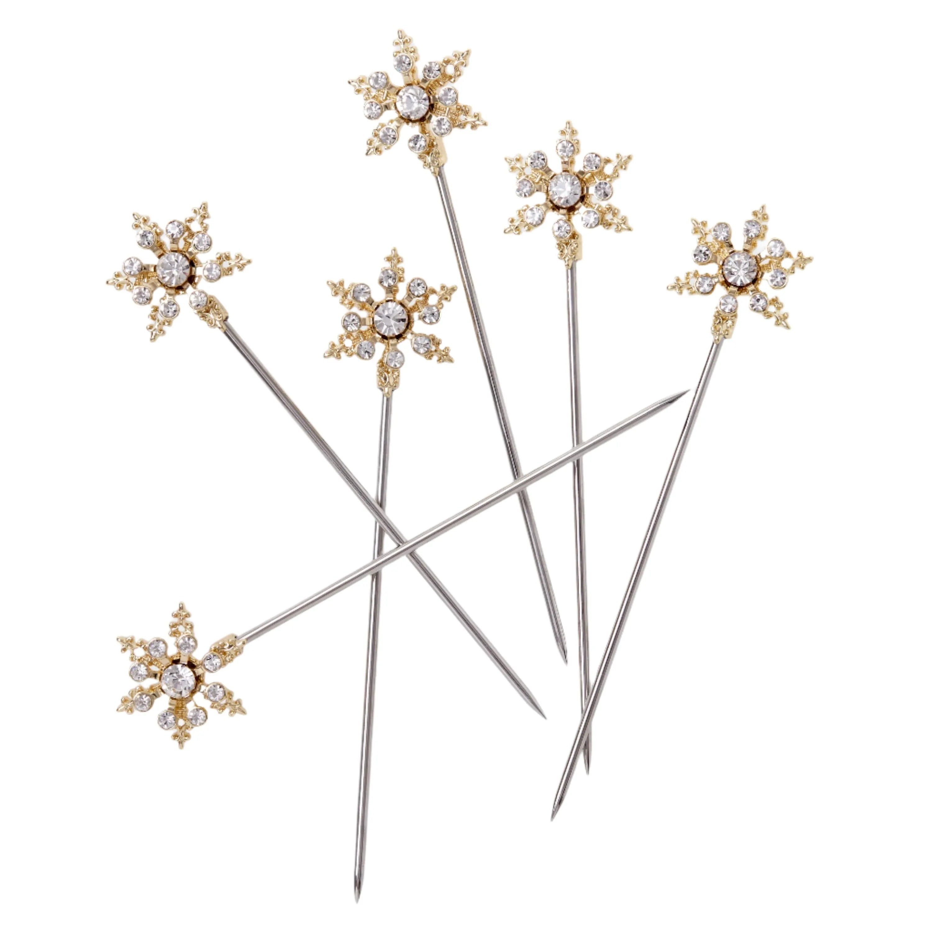 Snowflake cocktail picks, crystal