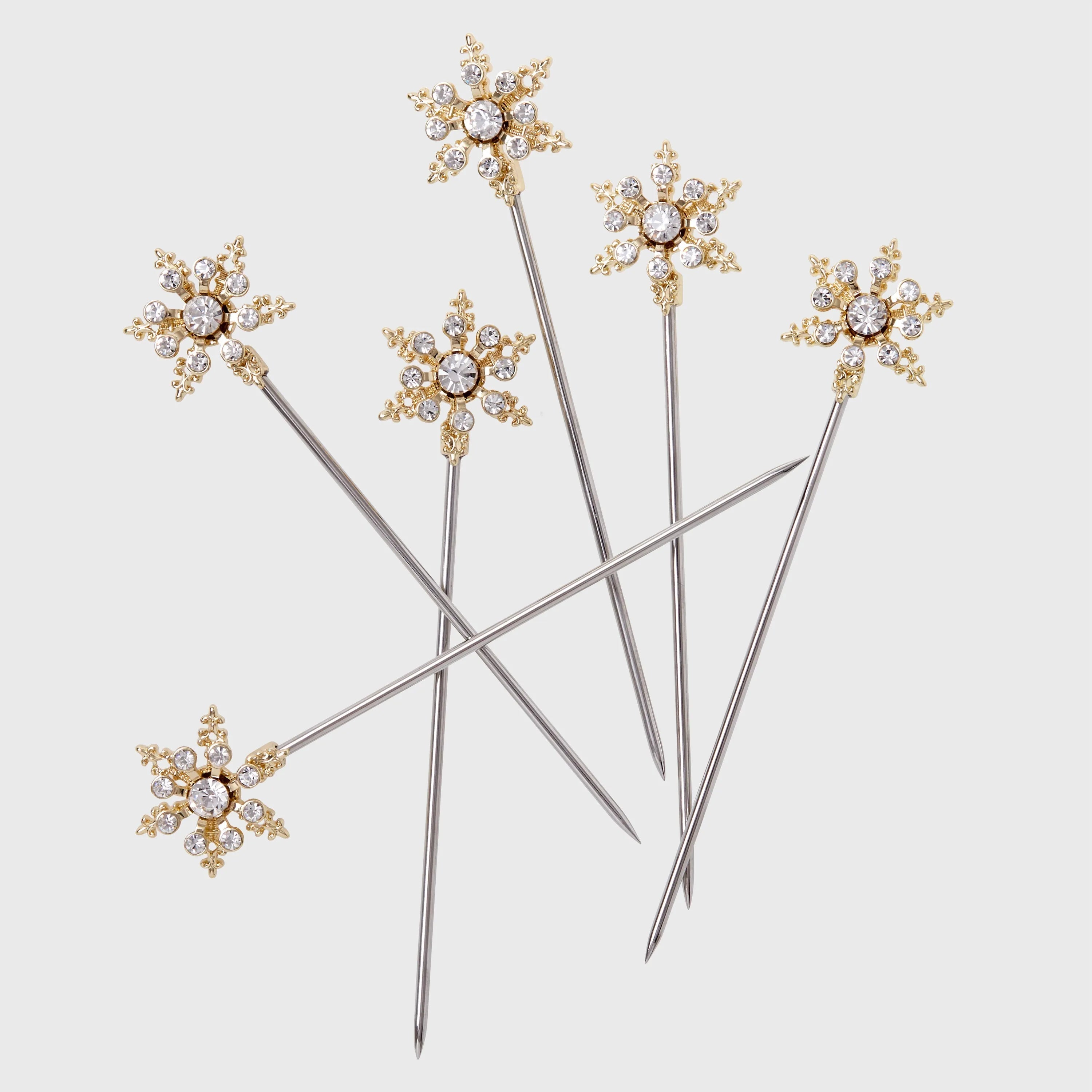 Snowflake cocktail picks, crystal