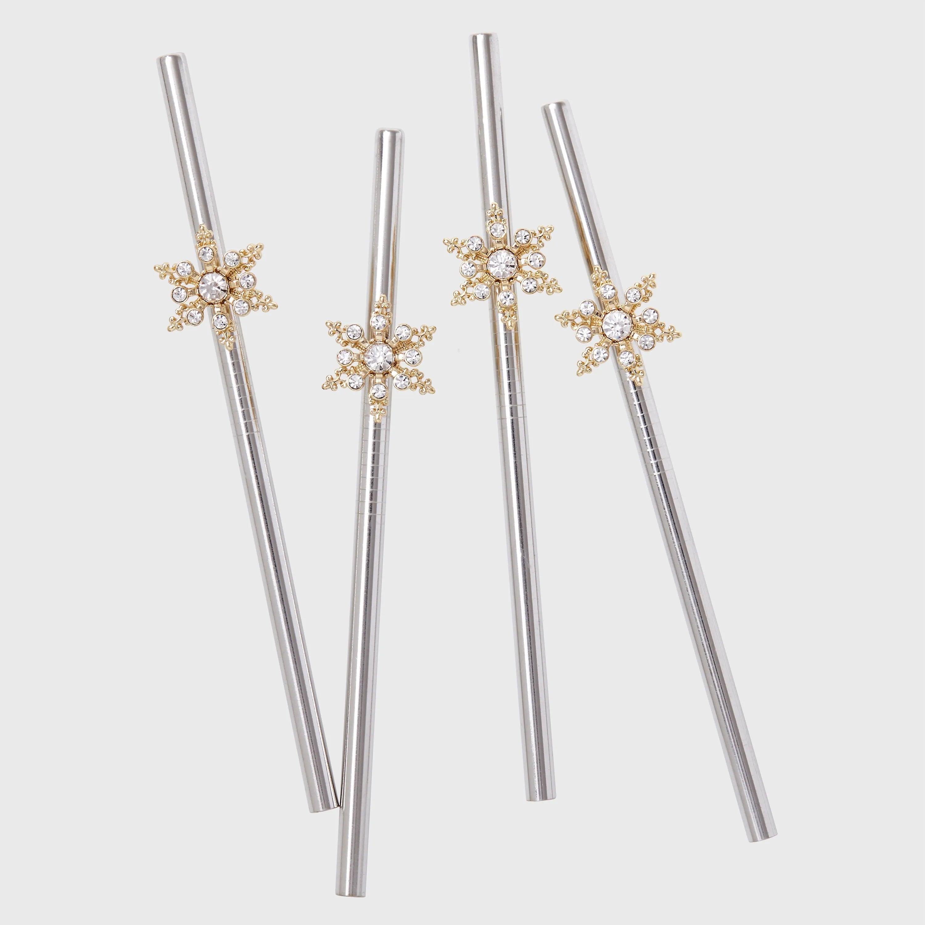 Snowflake metal cocktail straws