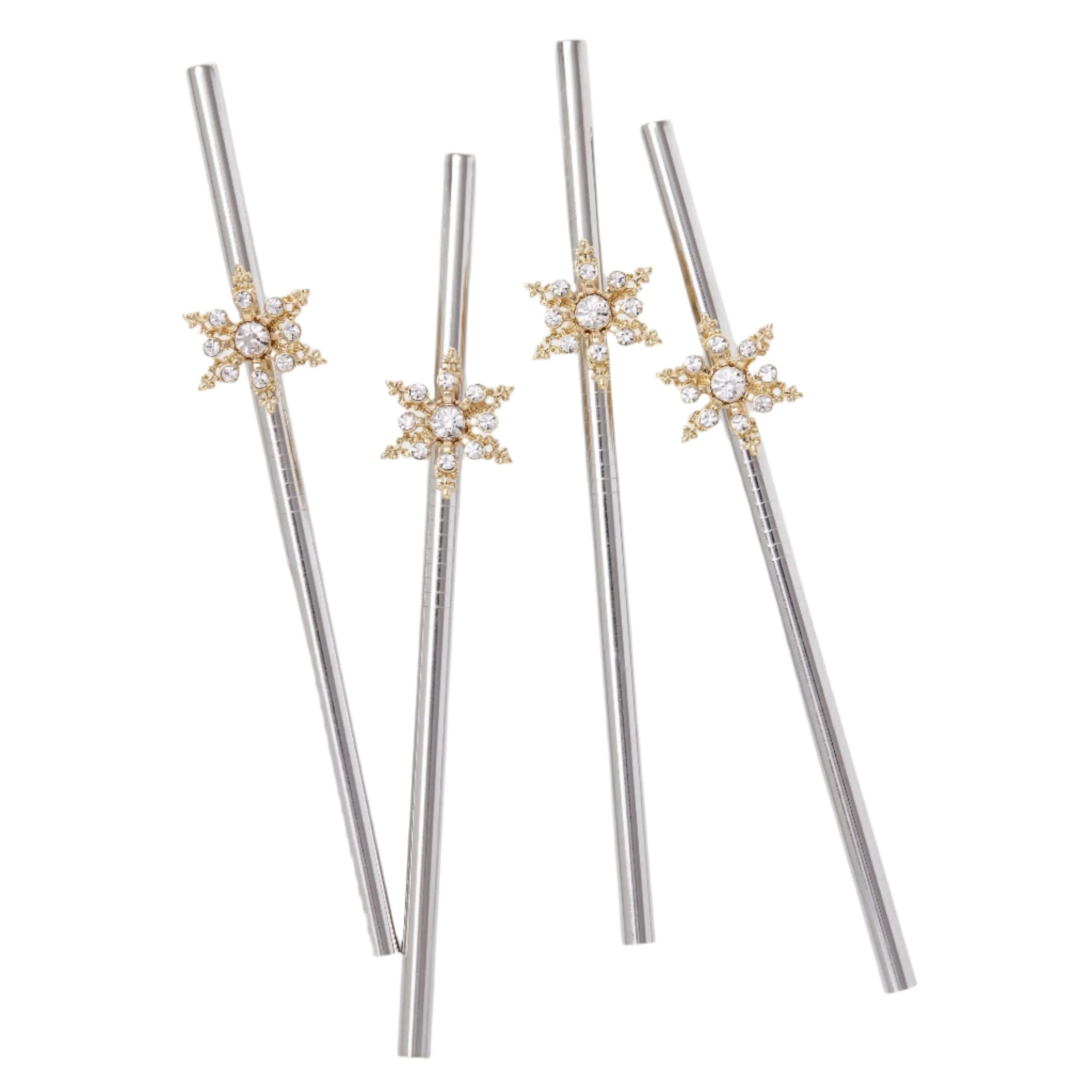 Snowflake metal cocktail straws