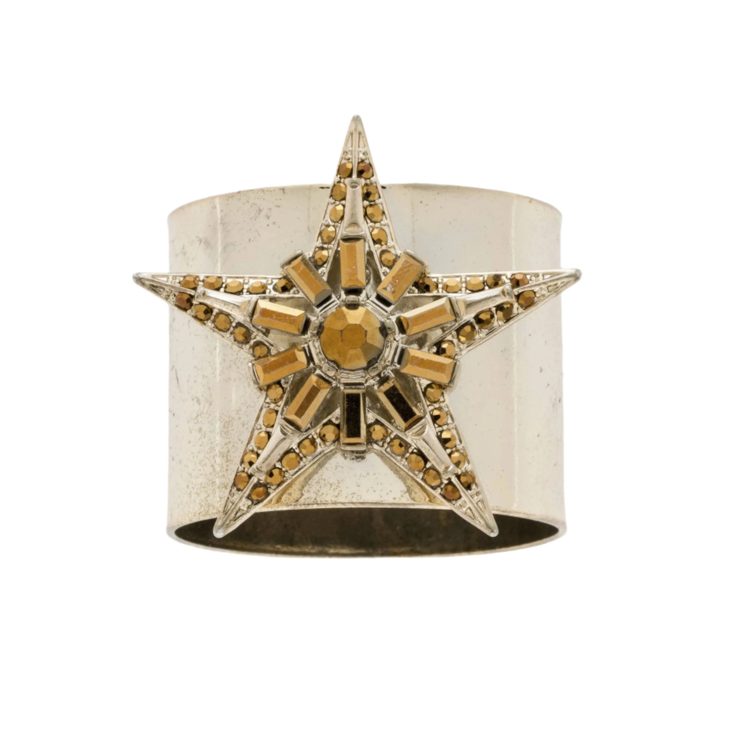 Baguette star napkin rings, gold, set of two