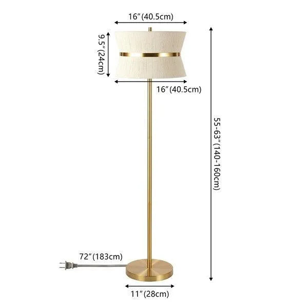 Safavieh Kora Floor Lamp in Bleached Natural with Sleek Brass Metal Body