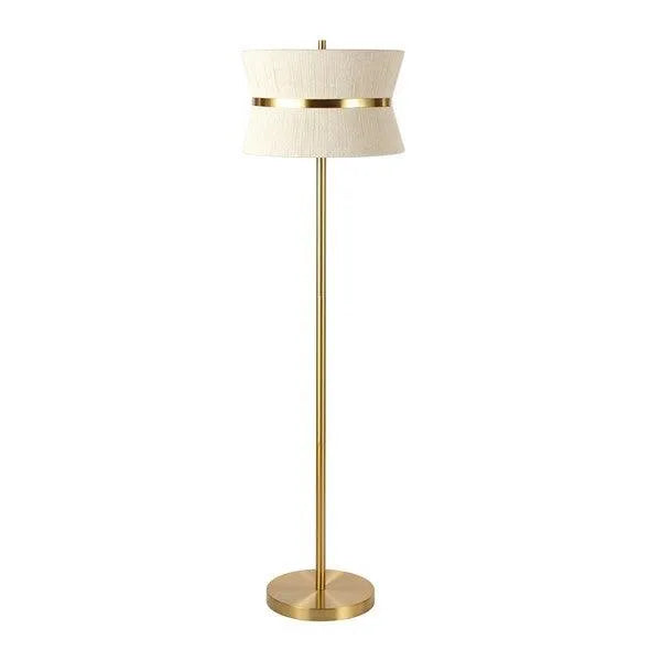 Safavieh Kora Floor Lamp in Bleached Natural with Sleek Brass Metal Body