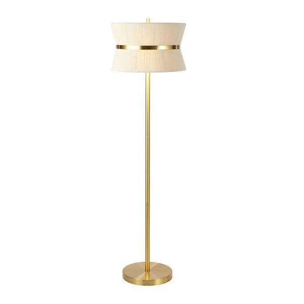 Safavieh Kora Floor Lamp in Bleached Natural with Sleek Brass Metal Body