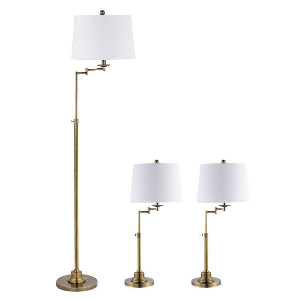 Safavieh Nadia Brass Gold-White Floor and Table Lamp -Set of 3