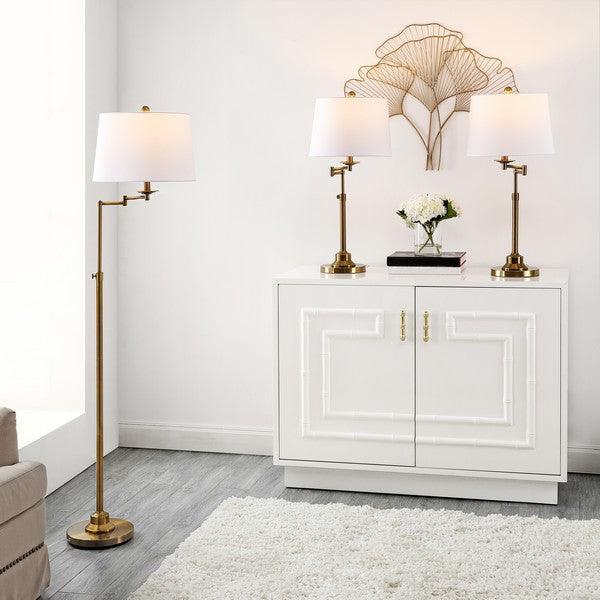 Safavieh Nadia Brass Gold-White Floor and Table Lamp -Set of 3