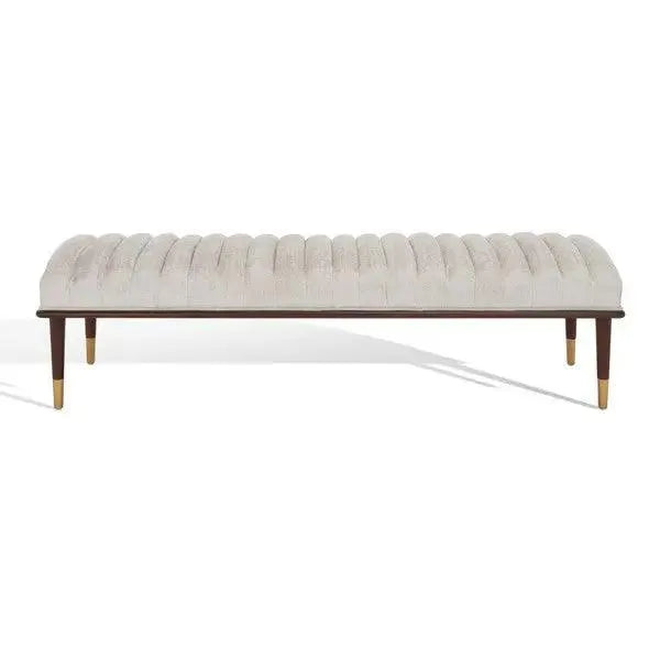 Safavieh Flannery Ivory-Dark Brown Mid-century Bench