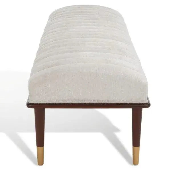 Safavieh Flannery Ivory-Dark Brown Mid-century Bench