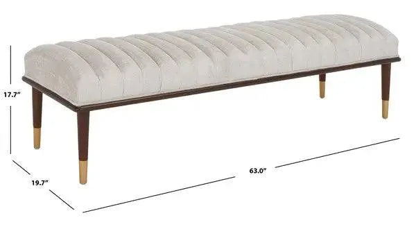 Safavieh Flannery Ivory-Dark Brown Mid-century Bench