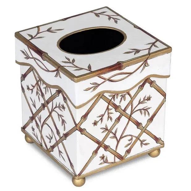 The Enchanted Home Ivory & Gold Bamboo & Floral Tissue Holder