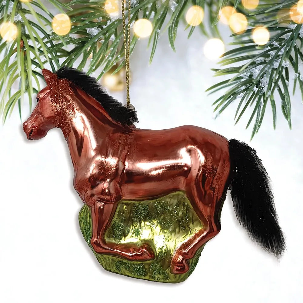 American Quarter Horse Glass Christmas Ornament, Equestrian Gift