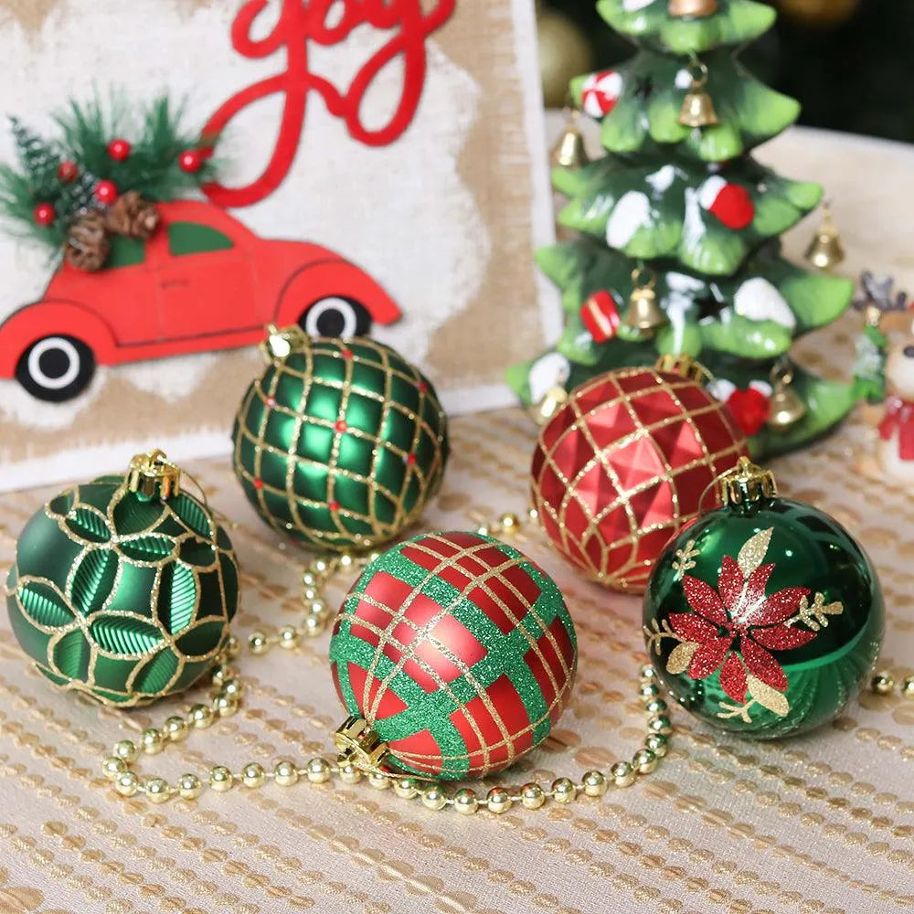 Red Green and Gold Majestic Christmas Ornament Bundle Set, 16 Baubles