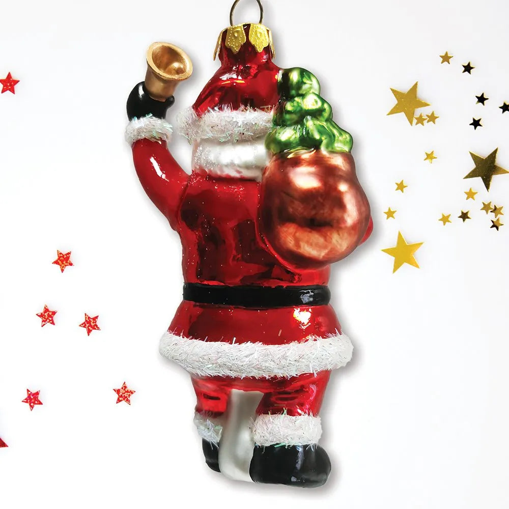 Festive Delivery Santa Claus Coming to Town Glass Christmas Ornament